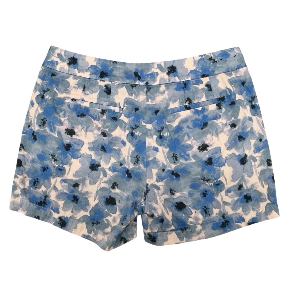 J.Crew Floral Chino Shorts Womens 4 Blue White Good Watercolor Print Stretch - Picture 4 of 7